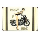 U.S. WWII Vintage Metal Sign of 1943 WLA Motorcycle and Pinup Girl