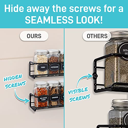 Ultimate Hostess Spice Rack Wall Mount 4Tier, SpaceSaving Wall