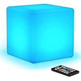 Mr.Go 8-inch Rechargeable LED Cube Light w/Remote, RGB Color Changing Cube Lamp, Dimmable Mood Lamp Kids Night Light, 16 Colo