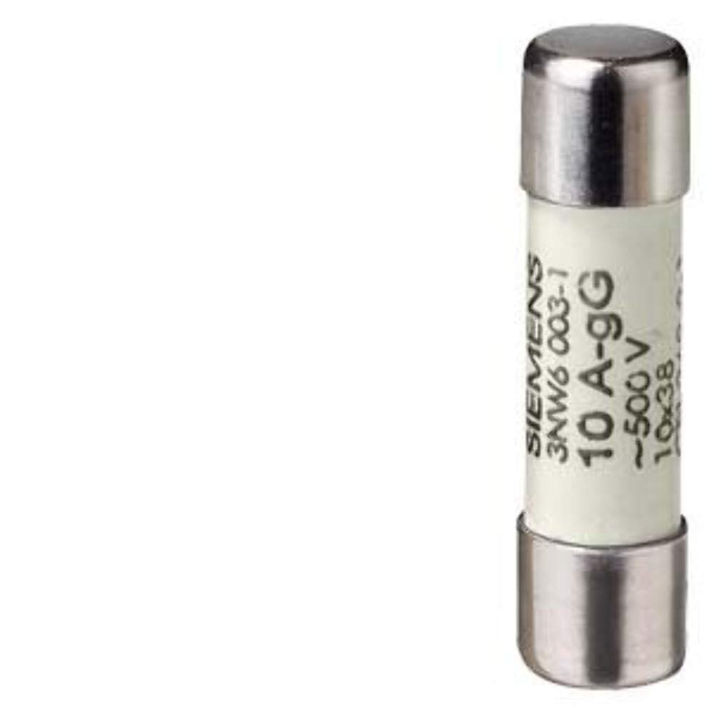Siemens 3NW6010-1 Sentron, Cylindrical Fuse Link, 10 x 38 mm, 25 A, Gg, Un AC: 500 V, White