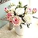 Artificial Flowers, Fake Flowers Silk 9 Heads Roses Bouquets Wedding Party Kitchen Home Decor 3PCS (pink-white)