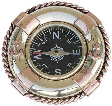 Linoows Tischkompass Magnetkompass Im Rettungsring Kompass Aus Kupfer Und Messing Amazon De Kuche Haushalt