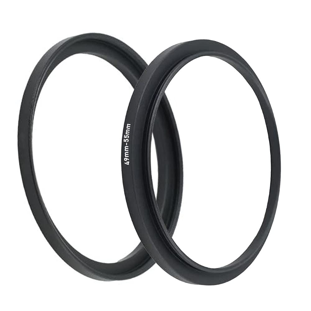49mm-55mm Step Up Ring(49mm Lens to 55mm Filter, Hood,Lens Converter and Other Accessories) (2 Packs), Fire Rock 49-55 Aerometal Camera Lens Filter Adapter Ring