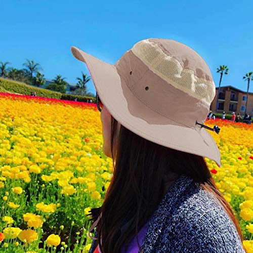 Jane Shine Outdoor Sun Hat Quick-Dry Breathable Mesh Hat Camping Cap Khaki Pink