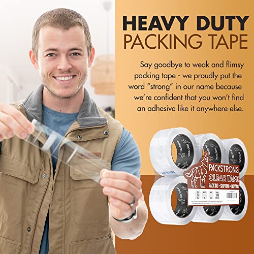 Packstrong Industrial Grade Clear Packing Tape (24 Rolls) 110 Yards