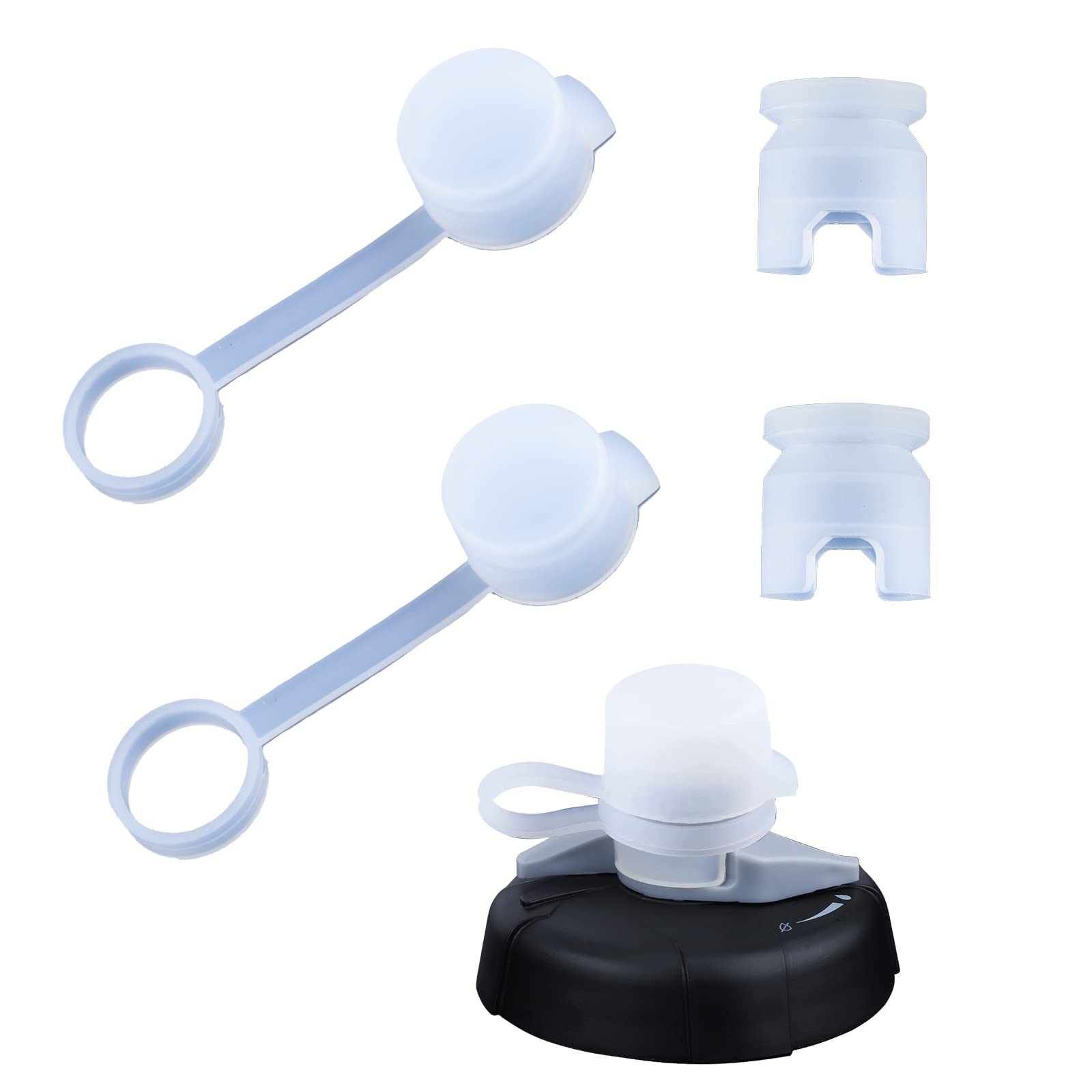 SAVITA 2pcs Mud Caps for Bottles, Transparent Bike Bottle Cap Top with 2 Single Spouts BPA Free Bike Water Bottle Mud Cap for Sports Water Bottle Squeeze Bottle Bike Bottle Cap Top