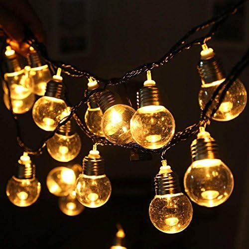 Solar Bulb Lights Outdoor,KINGCOO Waterproof 2.5M 20 LED Plastic Solar Bulbs Ambiance Festive String Lights for Garden Terrace Patio Outside Xmas Party Wedding Decorations (Warm White)