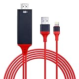 Lightning to HDMI,iPhone to HDMI Cable 1080P Digital AV Adapter HDTV Cable for iPhone 8/7/6/5 Series, iPad Air/mini/Pro, iPod touch,Compatible iOS 11 (6.6ft,Red)