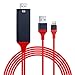 Lightning to HDMI,iPhone to HDMI Cable 1080P Digital AV Adapter HDTV Cable for iPhone 8/7/6/5 Series, iPad Air/mini/Pro, iPod touch,Compatible iOS 11 (6.6ft,Red)