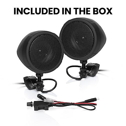 BOSS Audio Systems MCBK425BA 3 Inch Motorcycle Speakers – Built-in Bluetooth Amplifier, Weatherproof, Volume Control, ATV UTV Compatible
