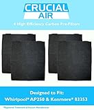 4 Carbon Pre Filters Fit Whirlpool AP150, AP250, 1183051, 1183051K & Kenmore 83377 Air Purifiers, Compare to Part # 8171433K, 8171433, 83377, Designed & Engineered by Crucial Air
