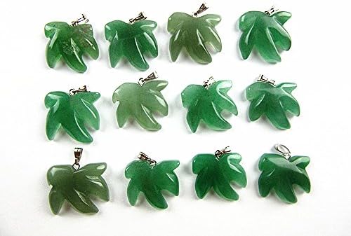 12PCS Beautiful unique green aventurine carved leaf pendant bead