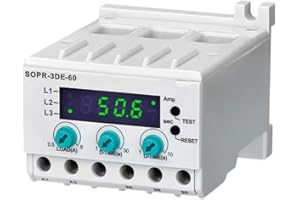 SOPR-3DE Digital Current Relay Low-Voltage Induction Motors 600V Class with LED Display Overcurrent for Phase Loss DIN Rail M