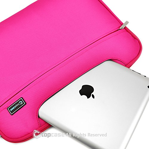 TopCase Pink Nylon Lycra Fabric Carrying Sleeve Bag Briefcase for all 15-Inch Laptops/Chromebooks/Ultrabooks/Apple Macbooks with TopCase Mouse Pad