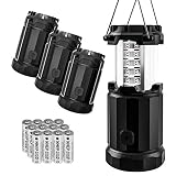 Etekcity 4 Pack LED Lantern Camping Portable Flashlights with AA Batteries, Upgraded Magnetic Base and Dimmer Button- Collapsible Survival Lights for Emergency, Hurricane, Storm, Outage