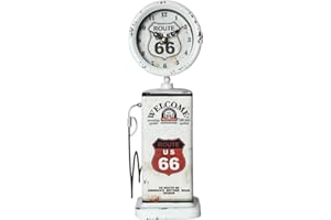 Lily's Home Old Fashioned Route 66 Gas Pump Mantle Clock, Silent-Non-Ticking with Quartz Movement, Makes an Ideal Gift for An