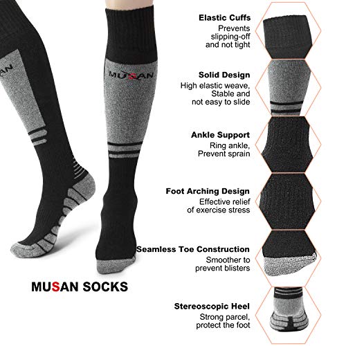 MUSAN Wool Ski Socks,Extra Warm Knee High Performance Snow Skiing