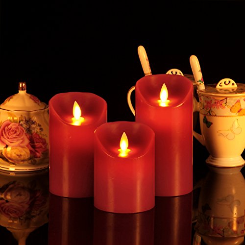 OSHINE Red Flameless Candles,LED Candles, Battery Flickering Candles,3