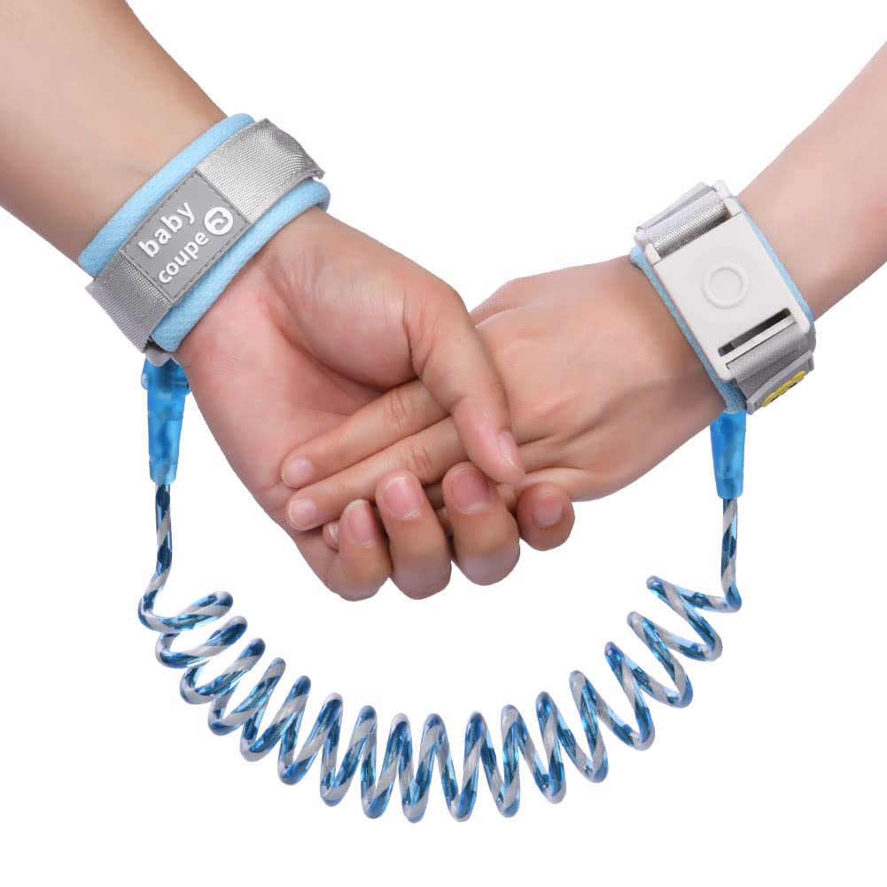 AOMIG Anti Lost Safety Wrist Link Belt, 1.5M Wrist Reins for Toddlers with Induction Lock, Baby Reins Toddler Reins for Walking & Travel, Toddler Wrist Strap for Walking (Blue)
