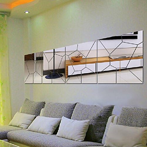 Chunlin Fashion Silver Acrylic 3D Mirror Effect Wall Stickers Home Decor Vinyl Stickers for Bathroom Sitting Room Home Decoration (Moire Mirror)