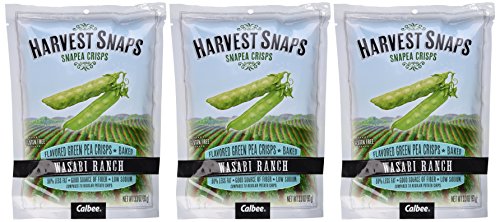 Harvest Snaps Snapea Crisps Wasabi - Pack of 3, 3.3 Oz. Ea.