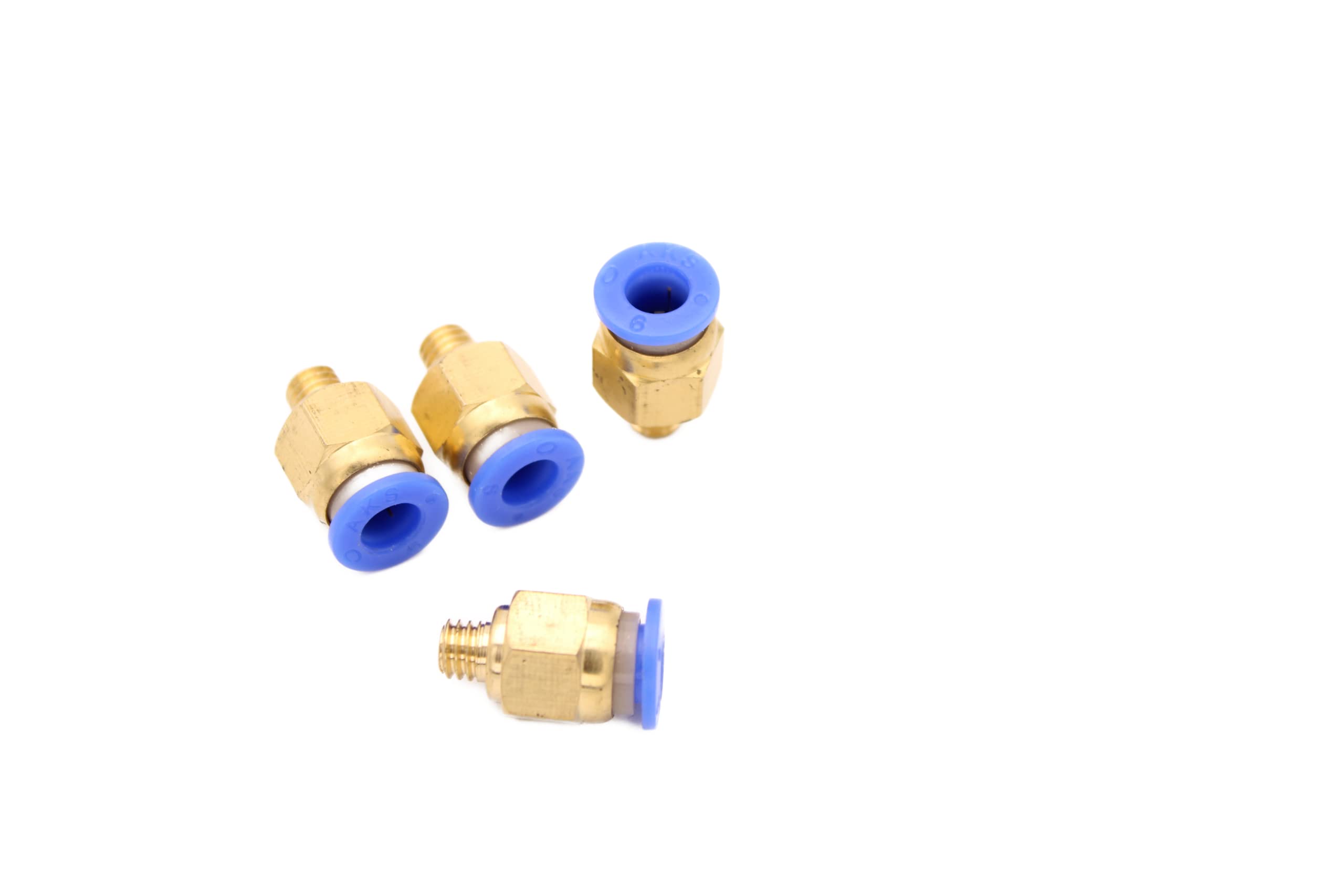 Pneumatic Push-in Fitting M6 to 6 mm IQS, Pack of 4 Push In Compressed Air Connection Plug Connection (M6-6 mm)
