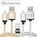 iOrange-E iPhone Charger Cord, 2 Pack 6.6ft (2M) Lightning Cable, 8-Pin Lightning USB Charge Data Sync Braided Cord with Aluminum Shell Connectors for iPhone 7 Plus, iPad Air, iPad Mini, Gold Silver