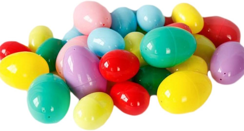 Wicemoon 12 Pcs Easter Egg Plastic Decoration Openings Twisted Egg Shell DIY Easter Egg(Color ramdon)