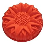 Allforhome 9 inches Round Sunflower Silicone Birthday Cake Baking Pans Handmade Bread Loaf Pizza Toast Tray Silicone Cake Baking Molds Cake DIY Moulds Mold Non-stick Silicone Bakeware