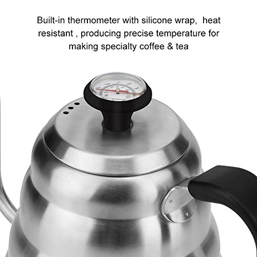 Pour Over Kettle with Thermometer, 1.2L(41floz), Coffee Kettle Gooseneck Drip Kettle Stainless Steel Tea Pot for Stovetop Home Brewing, Camping and Traveling, Pour Over Coffee Maker by ECPURCHASE