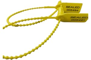 Duebass 500 Pack Pull Tie Plastic Seal Security Tags Truck Shipping Seals Numbered Zip Ties for Fire Extinguishers 250mm (Yellow)