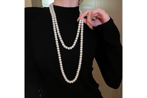 Long Pearl Necklaces for Women Pearl Necklace Chunky Bead Layered Pearl Necklace Faux Pearl Dangle Necklace Wedding Bridal 19