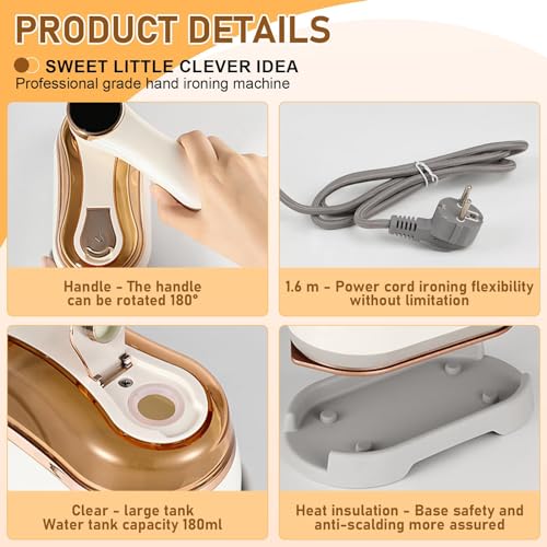 TERRIFI Steamer for Clothes, 1200W Foldable Handheld Travel Steamer, Mini Steam Iron, Fast Heat Up, Portable Garment Steamer for Home and Travel, 180ml Water Tank, White