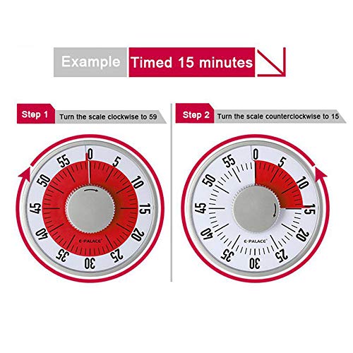 Visual Countdown Timer Mechanical Clock for Kids and Adults Cooking baking Classroom examine Homework Meeting No Loud Ticking and No Need Battery