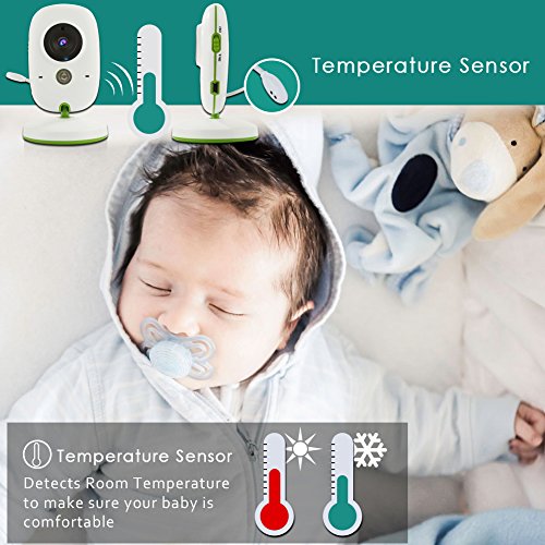 Video Baby Monitor with Auto Night Vision Digital Camera, Two Way Talkback, Temperature Sensor, Lullabies, VOX Function, Feed Alarm/Timer Setting and 20 Hours Standby (2.0 Inch LCD Display) - Thumbnail 4