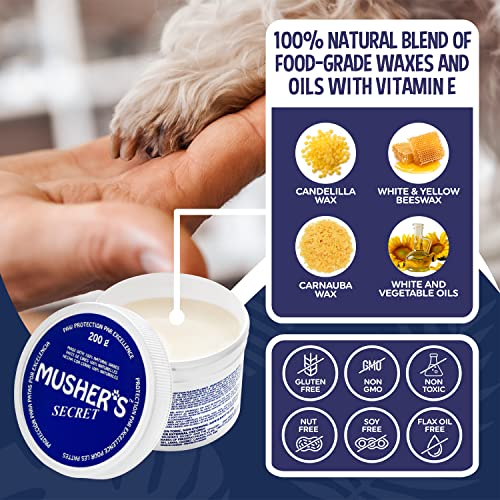 Musher's Secret Dog Paw Wax 200 g (7oz) Moisturizing Dog Paw Balm that Creates an Invisible
