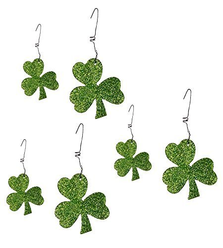 Green Glitter Shamrock Ornaments Metal and Glitter Boxed Set of 6 - //medicalbooks.filipinodoctors.org