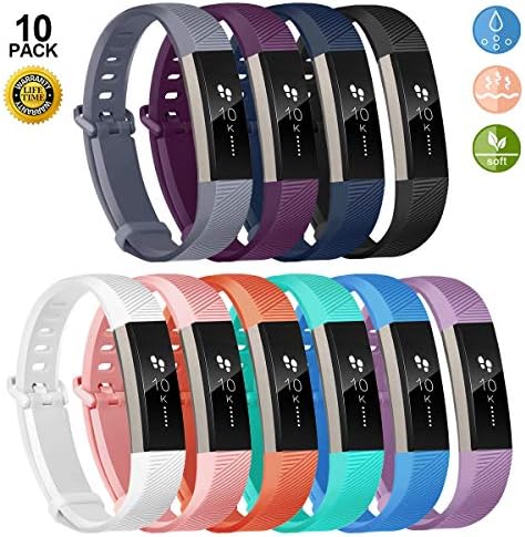 JOMOQ Replacement Bands Compatible for Fitbit Alta, Alta HR and Ace, Soft Customised Waterproof Adjustable Sport Rubber Smartwatch Strap Wristbands Small Large Women Men.