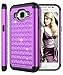 Galaxy Core Prime Case, Style4U Studded Rhinestone Crystal Bling Hybrid Armor Case Cover for Samsung Galaxy Core Prime G360 with 1 Style4U Stylus [Purple/Black]
