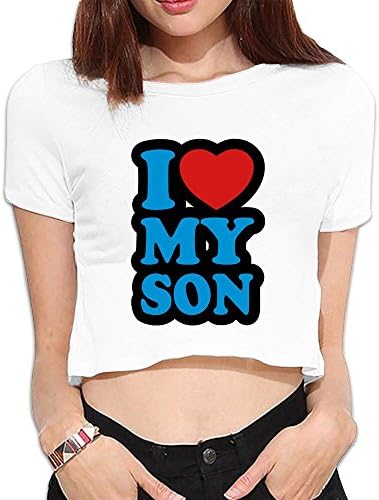 Women's I Love My Son Crop Tops Shirts