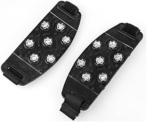 Astra Depot One Pair Outdoor Black Durable Firm Sharp 7 Steel Studs Teeth Fast On Anti Slip Crampon Walker Walking Climb Winter Sport Snow Ice Cleat One Size Fit All