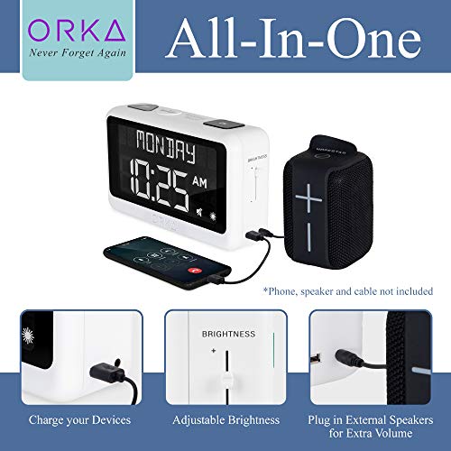 ORKA Talking Clock. Voice Recordable Medication Pill Reminder. Talking