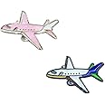 2pcs Cute Airplane Brooches for Women Girls Fashion Enameled Flying Plane Lapel Pins Badge Dress Suit Scarft Accessories Holiday Party Jewelry Unisex Souvenir Gifts for Flight Crew Aviator Lover