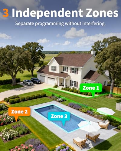Diivoo 3 Zone Smart WiFi Water Timer, Brass Inlet WiFi Sprinkler Timer Compatible with Alexa/Google, 18 Programs, Misting/Timed Modes, Rain Delay, 3 Outlets for Garden Hose Irrigation