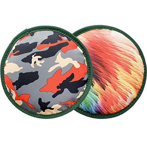 DLDER Dog Flying Discs, Squeaky & Floating Flyer Toys Pack of 2 Interactive Frisbee (Camouflage + Colored Feather Pattern) - Thumbnail 7