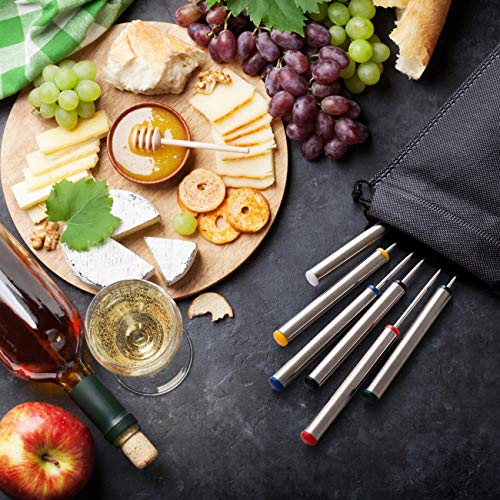 GWHOLE Set of 6 Stainless Steel Fondue Forks for Chocolate Fountain Cheese Fondue Roast Marshmallows