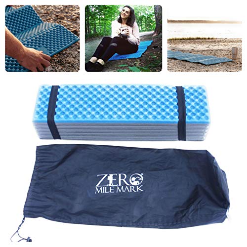 Zero Mile Mark Compact Foam Camping Mat Sleeping Pad Mattress for Tent – Lightweight and Damp Resistant – Includes Packing Bag for Hiking, Outdoor Camping and Mountaineering