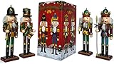 Spring Country 4 Piece 12 Inch Nutcracker Figures Soldier Doll Decoration Figurine Collection Holiday House Present Wood Occasion Ornament Christmas Decorative Toys Set Kid