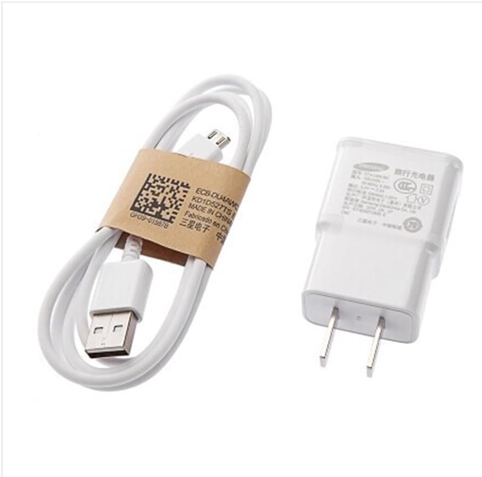 Atecher (2pc) White Micro USB Data Sync Cable + Travel Wall Charger US Plug 2A for Samsung Note 2 II S3 S4 HTC Nokia Blackberry Z10