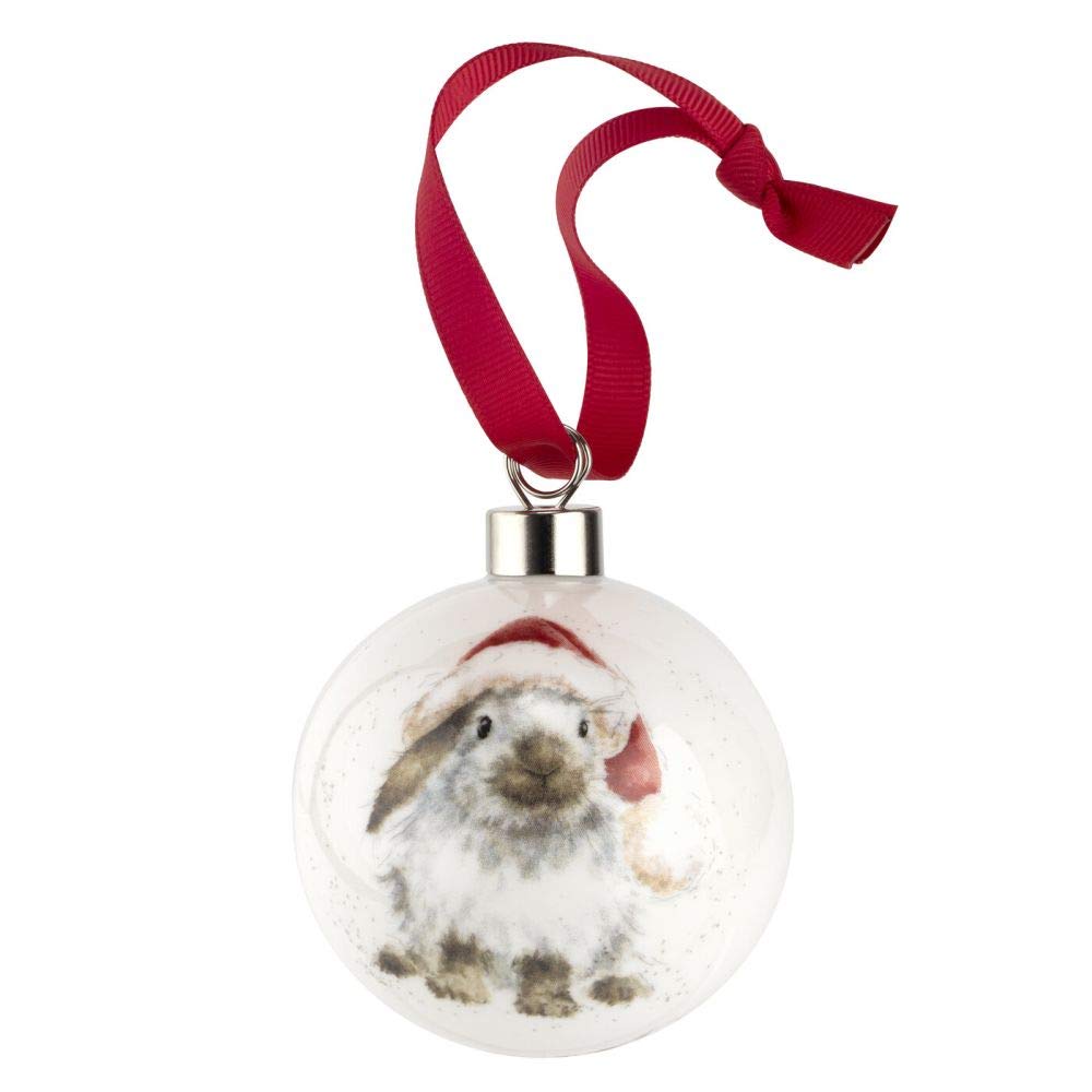 Portmeirion Home & Gifts Ho (Rabbit) -Bone China, Christmas Bauble, Multi Coloured, 9